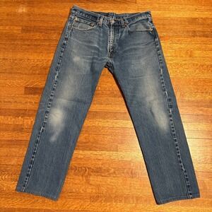 Levi's 505 Regular Fit Straight Leg Blue Denim Jeans Mens W36 L34